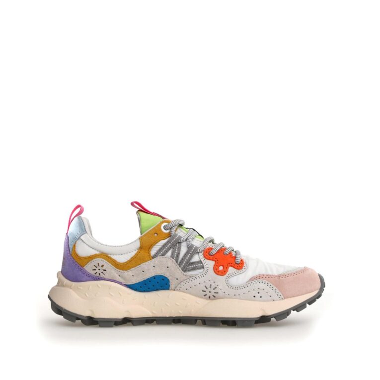 Flower Mountain - Sneakers - Yamano - 3 - Suede - Tessuto - Bianco - Rosa